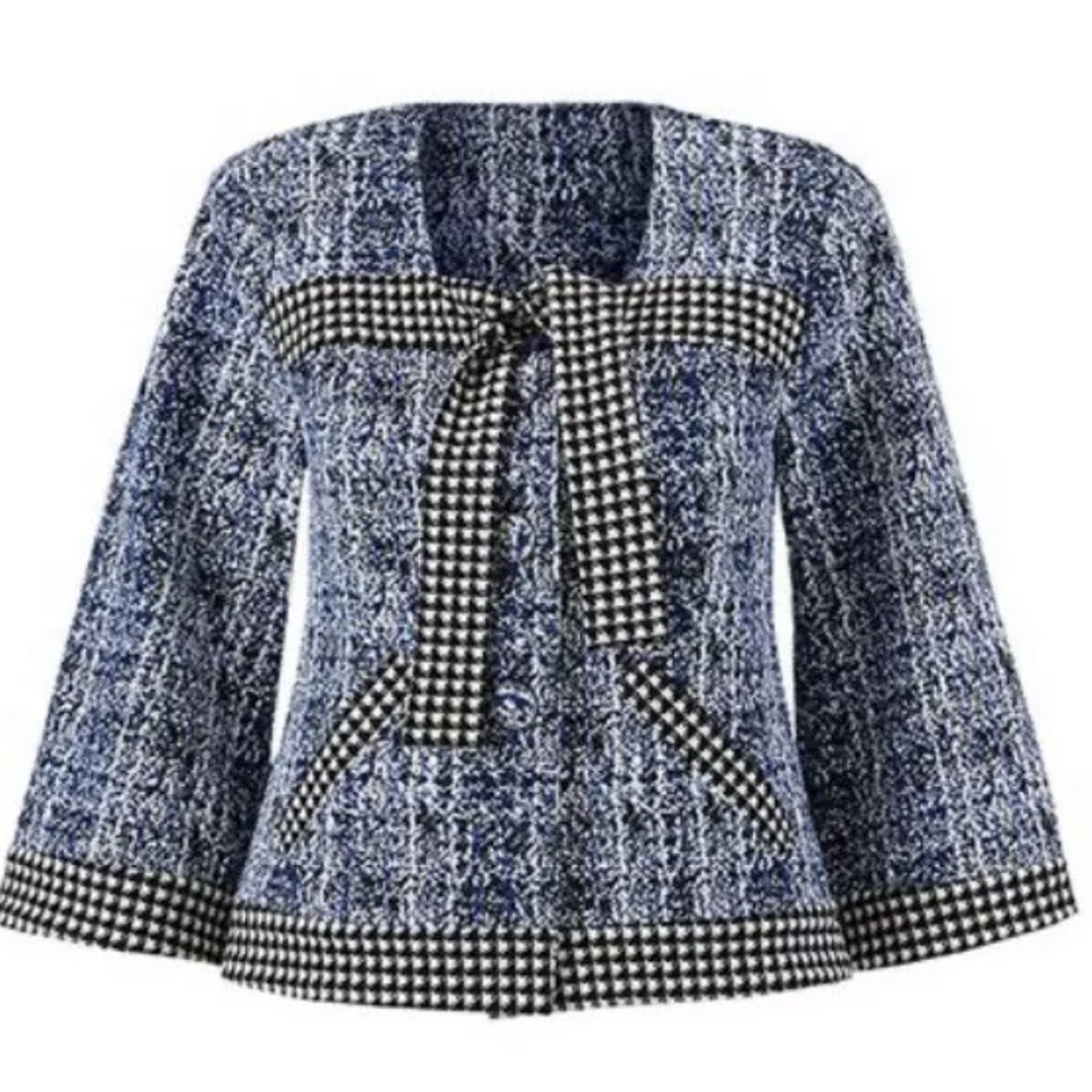 🆕CAbi 21 Club Houndstooth Tweed Jacket Blazer S